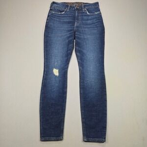 Wrangler High Rise Skinny Women Distressed Hemp Blend Denim Dark Wash Blue 28x28